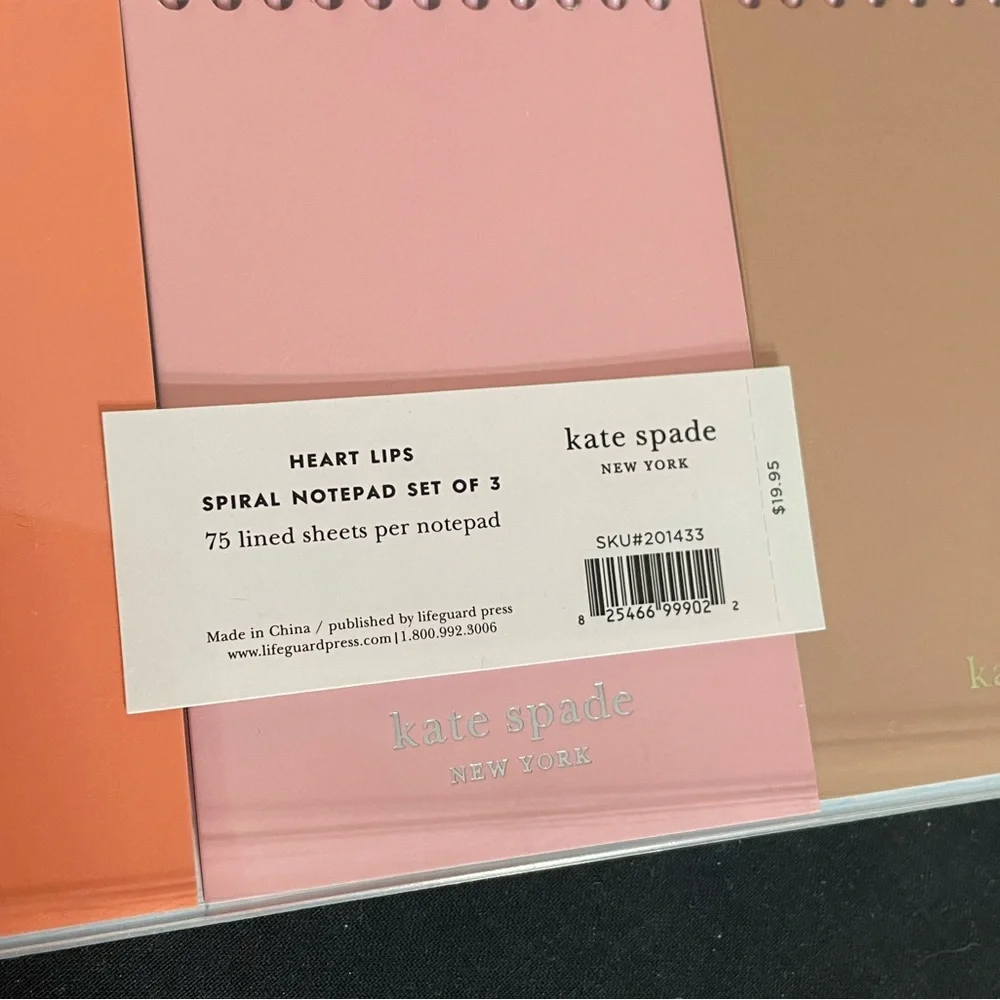 Kate Spade Heart Lips Spiral Notebook Set of 3 Super Cute, Pocket Size NEW NWT